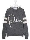 Philipp Plein Junior Kids' Signature Logo Sweater In Grey