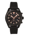 Versace V-chrono Ip Black Silicone Strap Watch