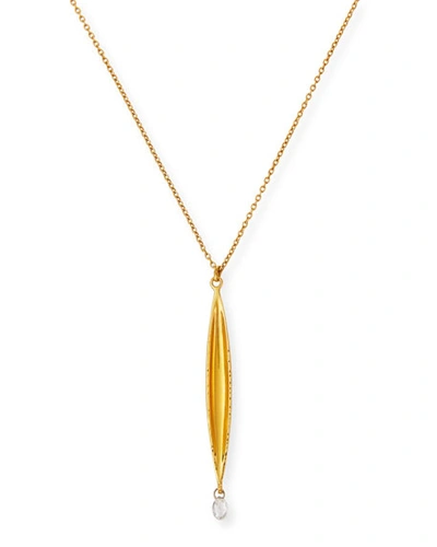 Gurhan 22k Gold 40mm Wheat Drop Diamond Necklace