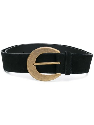 Saint Laurent Round Buckle Belt In Black