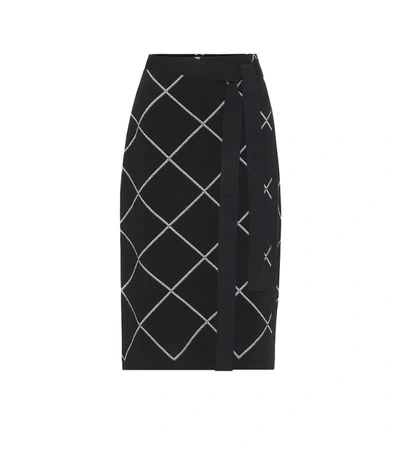 Proenza Schouler Windowpane Check Knit Wrap Skirt In Black
