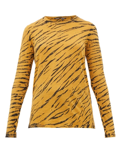 Proenza Schouler Tiger-print Long-sleeved Cotton T-shirt In Ochre/black Diagonal