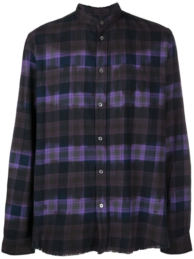 Zadig & Voltaire Torrol Frayed Check Shirt In Blue