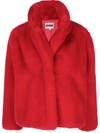 Apparis Faux Fur Coat In Red