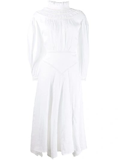 Isabel Marant Étoile Long Sleeve Ruffled Neck Dress In White