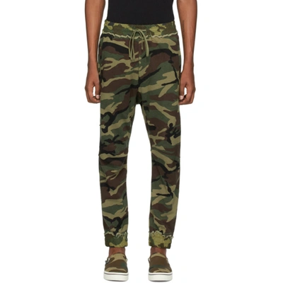 R13 Drawstring Camouflage Print Trousers In Green