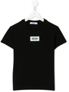 Msgm Kids' Logo Patch Cotton Jersey T-shirt In Black