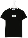 Msgm Kids' Logo Patch Cotton Jersey T-shirt In Nero