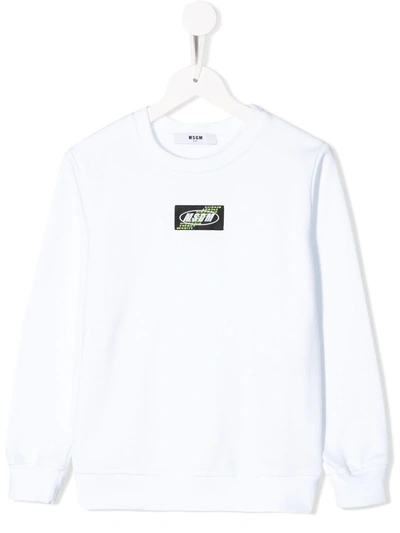 Msgm Kids' Logo Print Sweatshirt In White