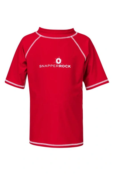 Snapper Rock Kids' Raglan Short Sleeve Rashguard In Red