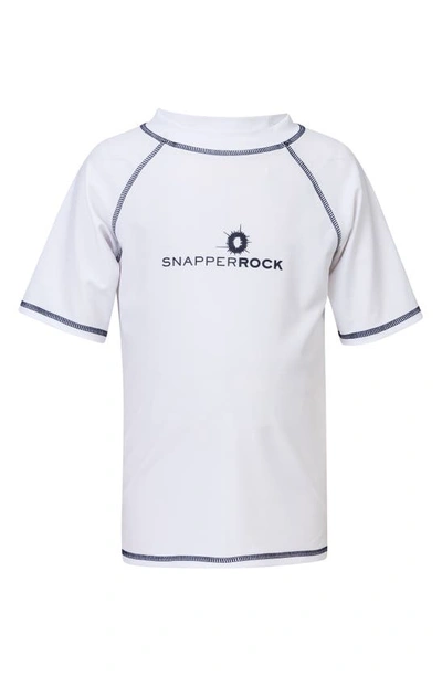 Snapper Rock Kids' Raglan Short Sleeve Rashguard In White/ Navy