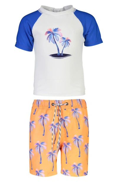Snapper Rock Babies' Snapper Palm Print Days Two-piece Rashguard Swimsuit In Orange