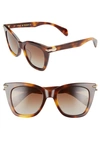 Rag & Bone 52mm Polarized Cat Eye Sunglasses In Dark Havana/brown Gradient Polarized