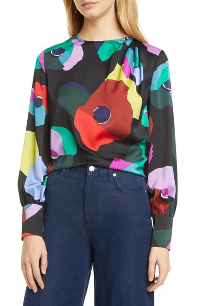 Kate Spade Floral Collage Blouse In Black