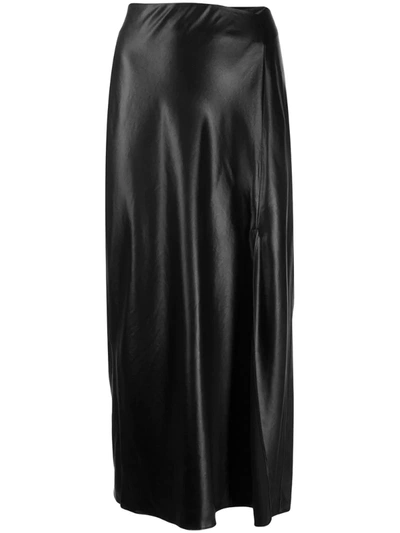 Alexander Wang T Wash And Go Asymmetric Satin Midi Skirt In Black