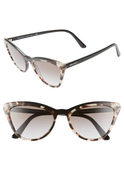 Prada 56mm Cat Eye Sunglasses In Black Opal Brown Gradient