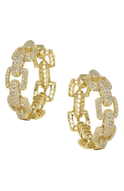 Ettika Crystal Chain Link Hoop Earrings In Gold