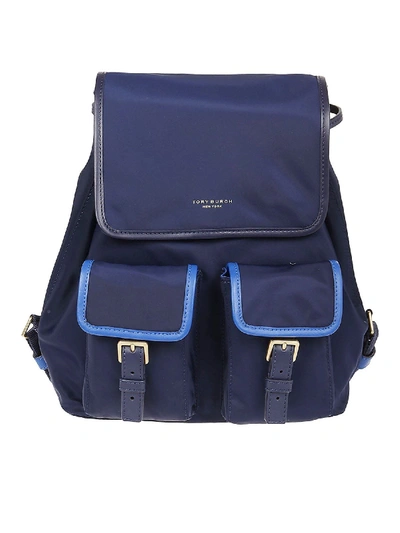 Tory Burch Backpack Perry Colour-block Flap In Blue