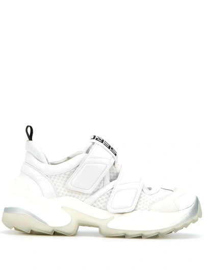 Sergio Rossi Extreme Sneakers In Leather And Net White Color