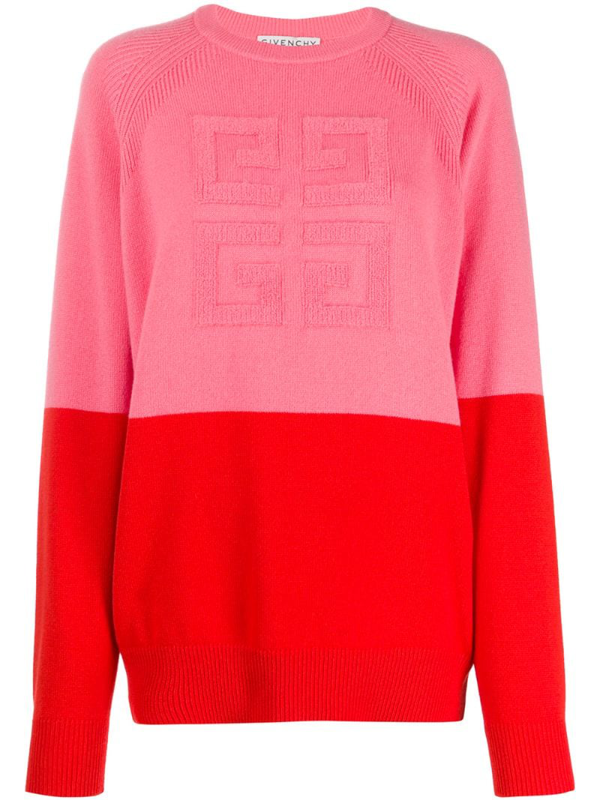 Givenchy 4g Logo Bicolor Cashmere Pullover In Pink | ModeSens