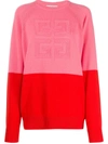 Givenchy 4g Logo Bicolor Cashmere Pullover In Pink