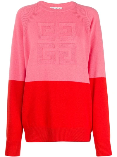 Givenchy 4g Logo Bicolor Cashmere Pullover In Pink