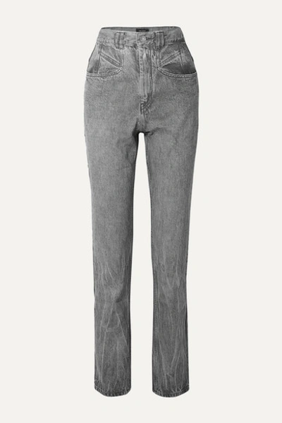 Isabel Marant Orrick Paneled High-rise Slim-leg Jeans In Light Gray