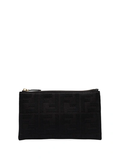 Fendi Black Ff Small Canvas Pouch