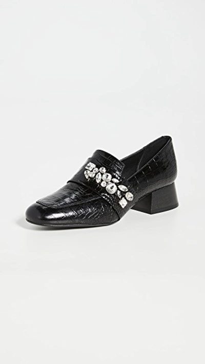 Freda Salvador Blossom Jewels Heeled Loafers In Black