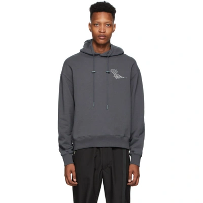 C2h4 Post Human Era Distorted Horizon Coordinate Printed Hoodie In Grey