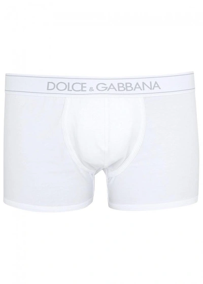 Dolce & Gabbana Logo-jacquard Cotton-blend Boxer Briefs In White