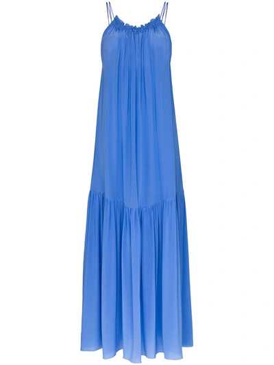 Three Graces Tatyana Ruched Maxi Dress In Blue