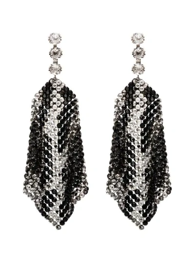 Isabel Marant Leopard-patterned Crystal-mesh Drop Earrings In Black And Silver