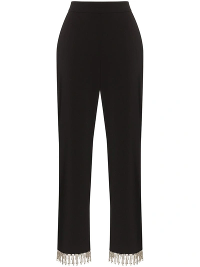 Shrimps Hank Diamanté Fringe Cropped Trousers In Black