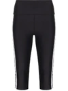 P.e Nation Cropped Striped Logo-print Leggings In Black