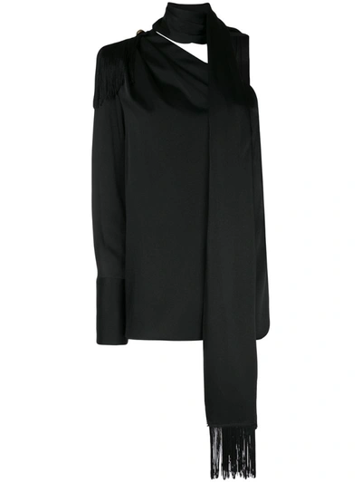 Monse Regalia One-shoulder Chiffon Blouse In Black