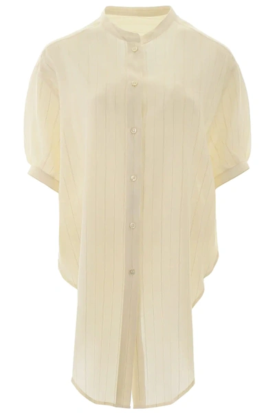 Saint Laurent Lurex Striped Shirt In Beige,gold