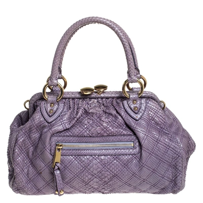 Pre-owned Marc Jacobs Purple Quilted Python Stam Satchel