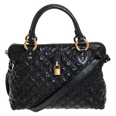 Pre-owned Marc Jacobs Black Quilted Snake Skin Embossed Leather Tote