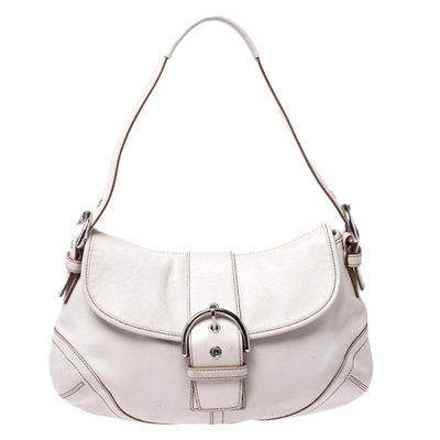 Pre-owned Coach Cream Leather Soho Flap Hobo