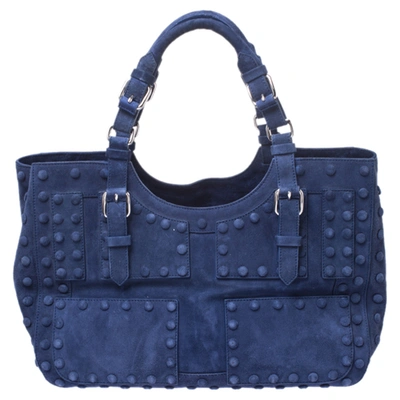 Pre-owned Roberto Cavalli Blue Suede Red Lining Tote
