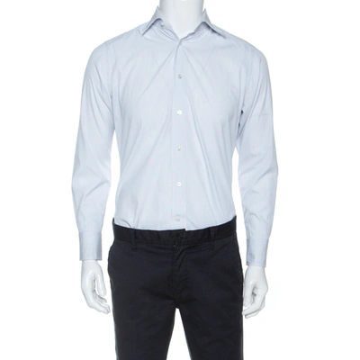 Pre-owned Ermenegildo Zegna Premium White Striped Print Cotton Shirt L