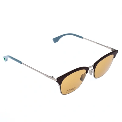 Pre-owned Fendi Yellow/brown And Grey Ff 0228/s Browline Sunglasses