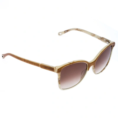 Pre-owned Chloé Brown Marble Gradient Ce734s Square Sunglasses