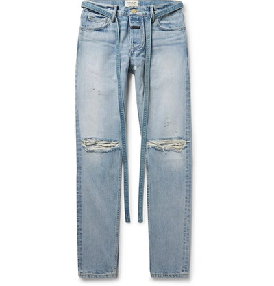 Pre-owned Fear Of God  Slim Fit Distressed Denim Jeans Indigo