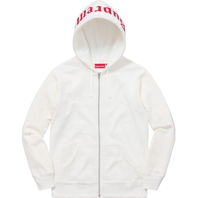 Pre-owned Supreme  Old English Hood Logo Zip Up Hoodie White