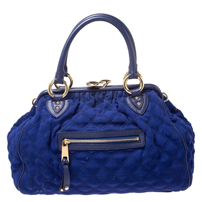 Pre-owned Marc Jacobs Blue Quilted Neoprene And Leather Stam Shoulder Bag