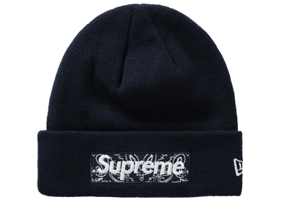 Pre-owned Supreme New Era Box Logo Beanie (fw19) Navy