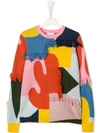 Stella Mccartney Kids' Fringed Intarsia Organic Cotton And Merino Wool-blend Sweater In Pink