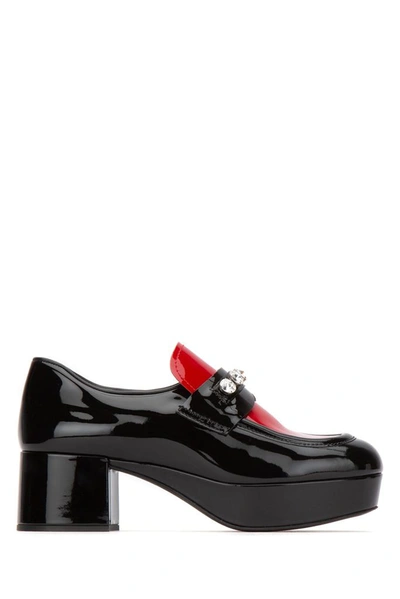 Miu Miu Crystal Embellished Platform Loafers In F0n98